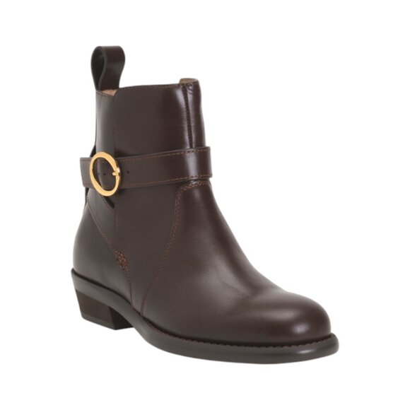 ODISSI Dark Brown Leather Ornella Booties - Picture 1 of 3